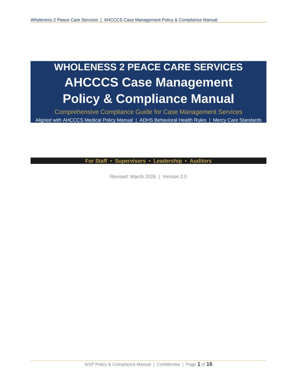 W2P Policy Compliance Manual