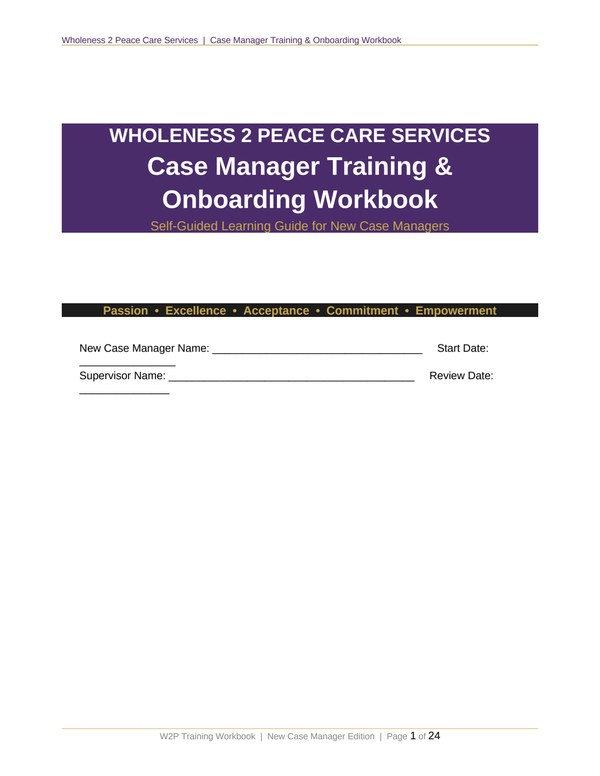 W2P Training & Onboarding Workbook
